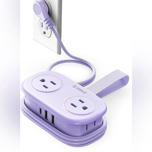 ORICO Purple 7-in-1 Power Strip USB-C Travel Flat Plug Cruise Approved